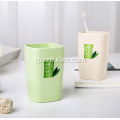 スクエア竹繊維プラスチック旅行歯ブラシカップ